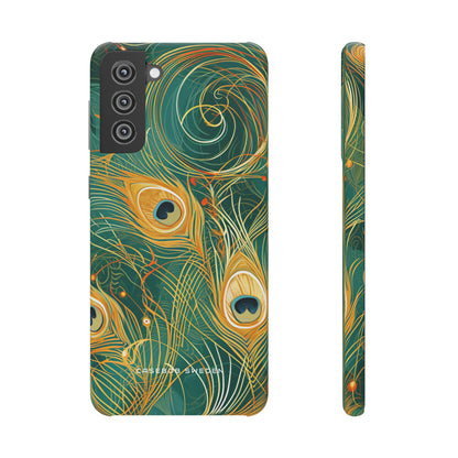 Peacock Elegance in Teal and Gold Samsung S21 - Slim Phone Case