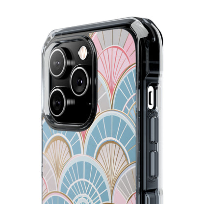 Art Deco Pastel Fan Pattern - Clear Impact iPhone 14 Phone Case