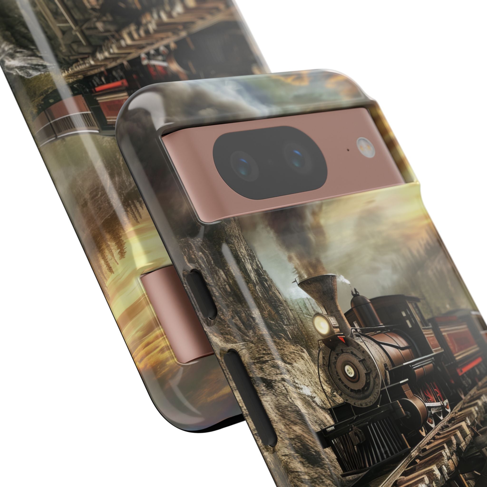 Vintage Steam Train Crossing Mountain Bridge Google Pixel 8 - Tough Phone Case