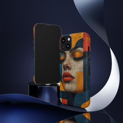 Blue Lady's Geometric Elegance - Protective Phone Case