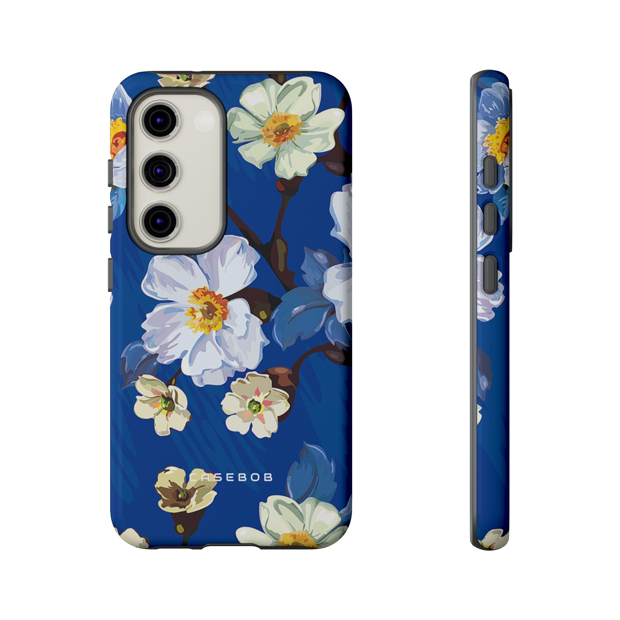 Elegant Flower on Blue iPhone Case | Tough