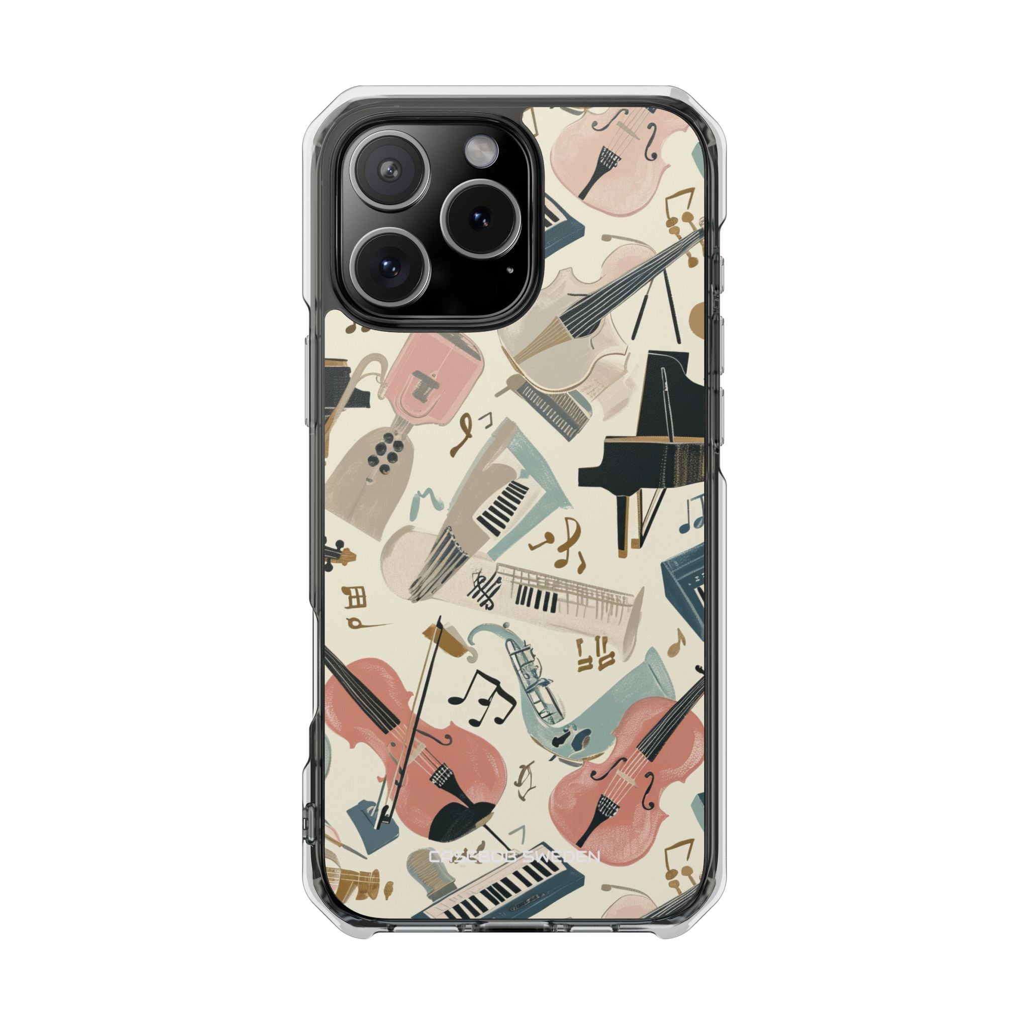 Beige Musical Instruments Pattern - Clear Impact iPhone 16 Phone Case