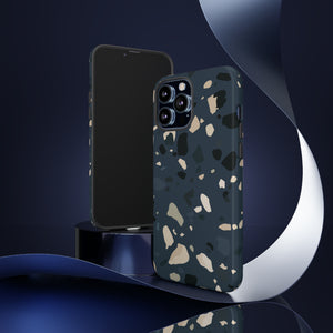 Dark Blue Terrazzo - Protective Phone Case