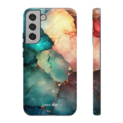 Teal Mosaic Veins Samsung S22 Plus Case - Tough