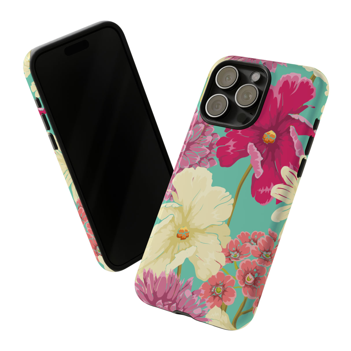 Colorful flowers in watercolor iPhone case (Protective) - Protective Phone Case