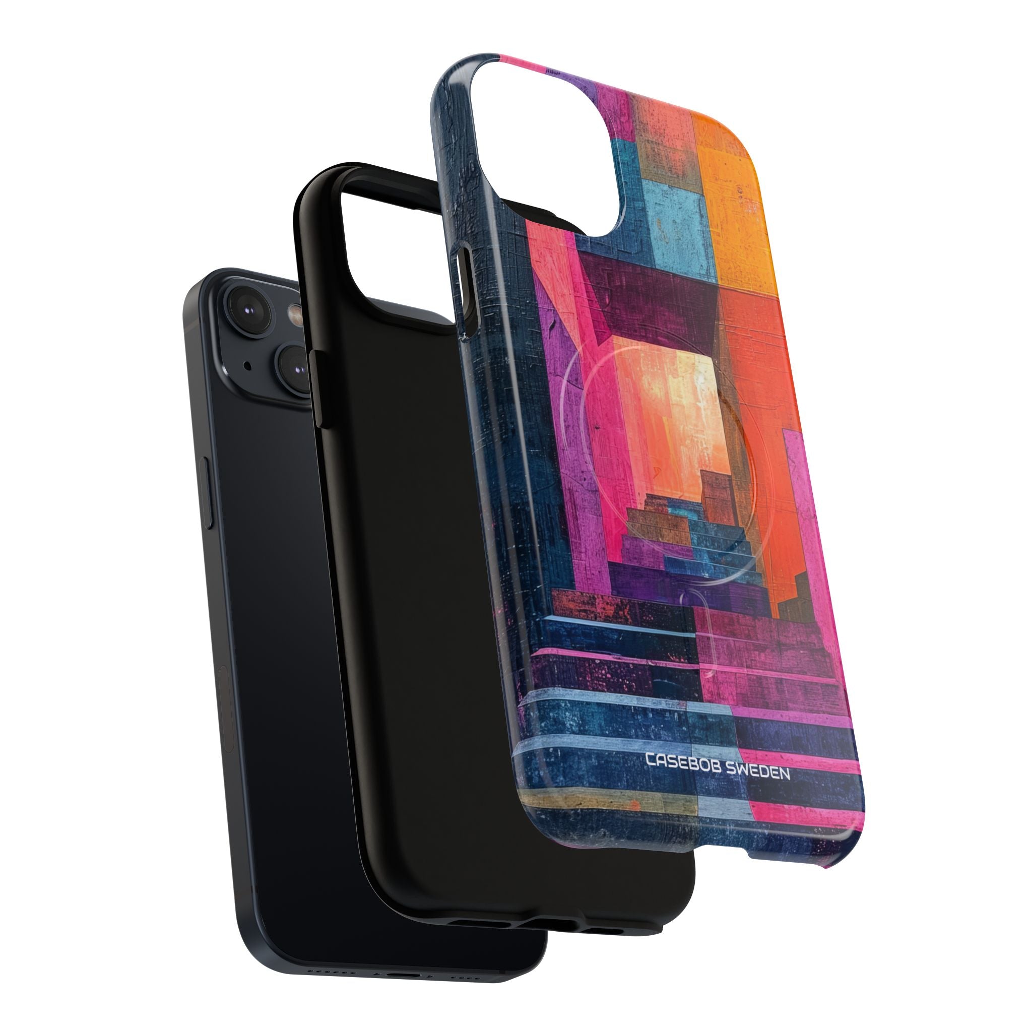 Pink Orange Geometry - Tough + MagSafe® iPhone 14 Phone Case