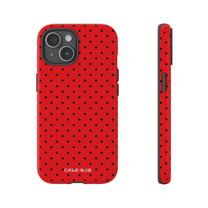 Crimson Dot Matrix iPhone 15 Case - Tough
