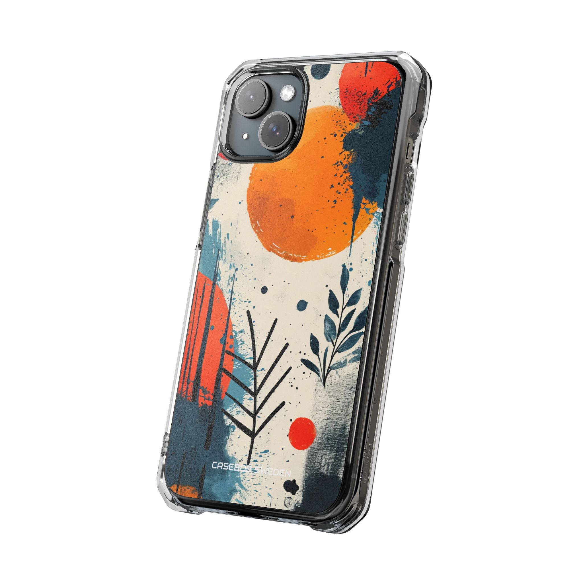 Orange Blue Splash - Clear Impact iPhone 15 Phone Case