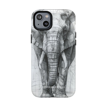 Elephant Line Geometry iPhone 14 | Tough+ Phone Case