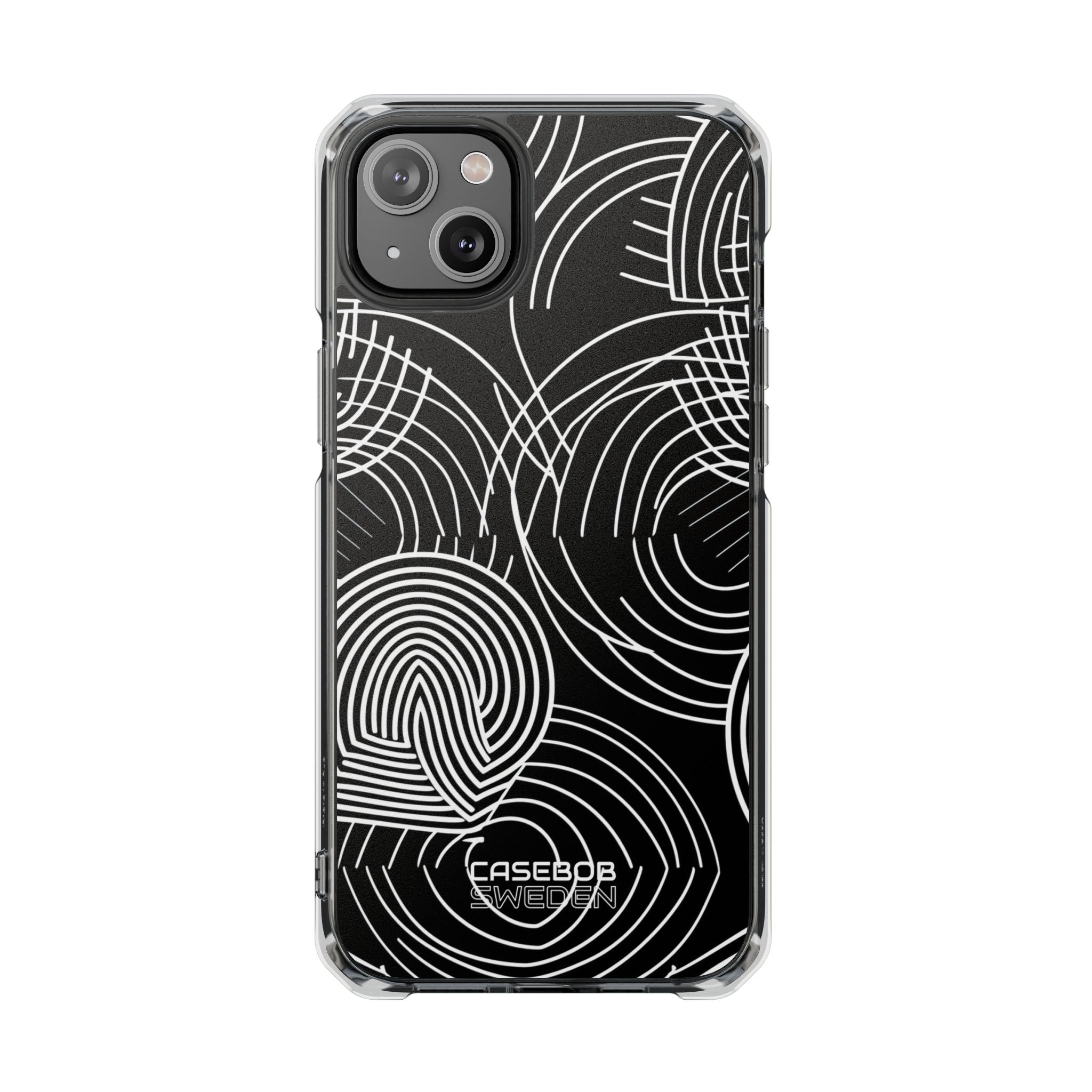 Monochrome Spiral Curves iPhone 14 - Impact Clear+