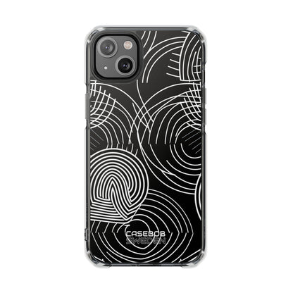 Monochrome Spiral Curves iPhone 14 - Impact Clear+