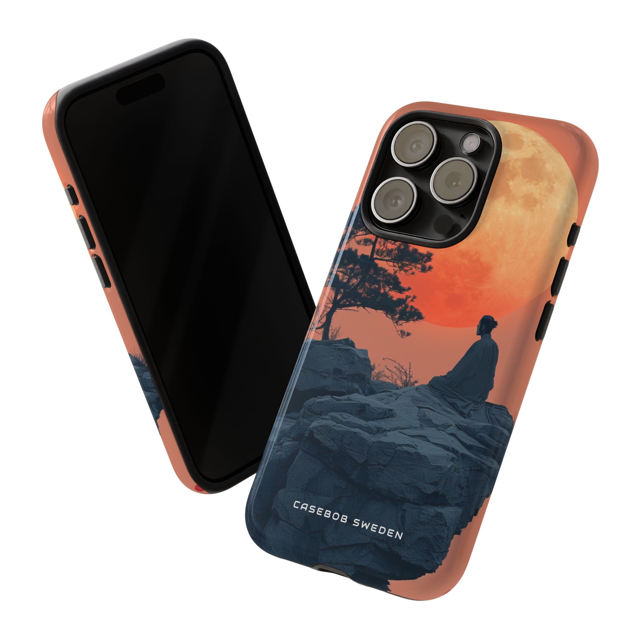 Zen Tranquility Under a Red Moon iPhone 15 - Tough Phone Case