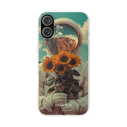 Sunflower Astronaut iPhone 16 Plus Case - Soft