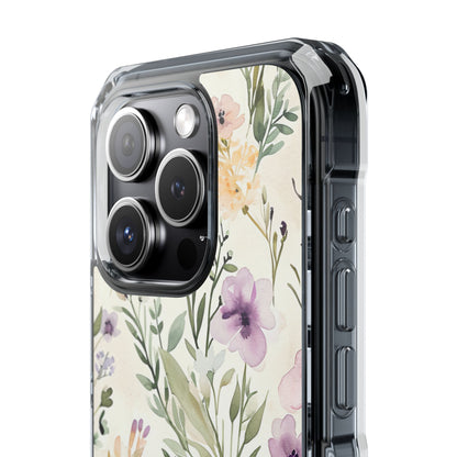 Soft Green Lavender Floral Pattern - Clear Impact iPhone 15 Phone Case