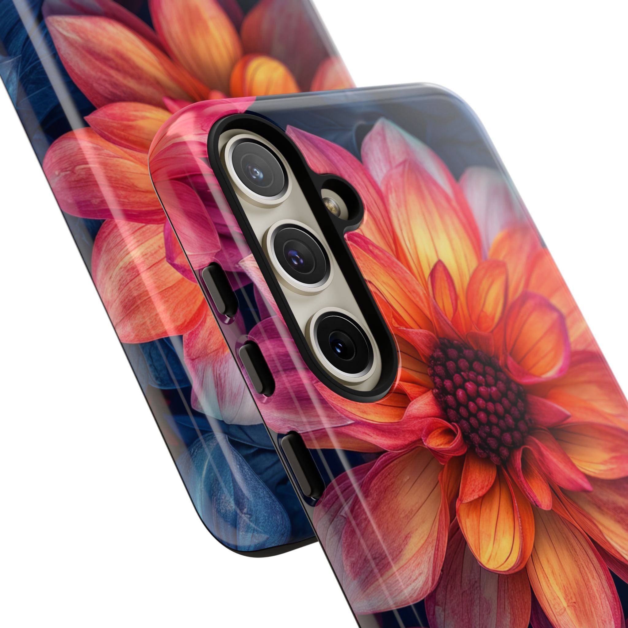 Floral Harmony Orange Blue - Tough Samsung S24 Phone Case