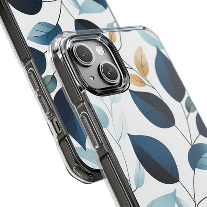 Navy Leaf Veins iPhone 14 Plus Case - Impact
