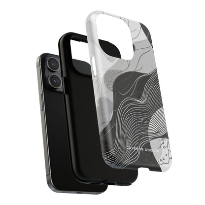 Fluid Rhythms: Monochrome Line Flow iPhone 15  Tough+ Phone Case