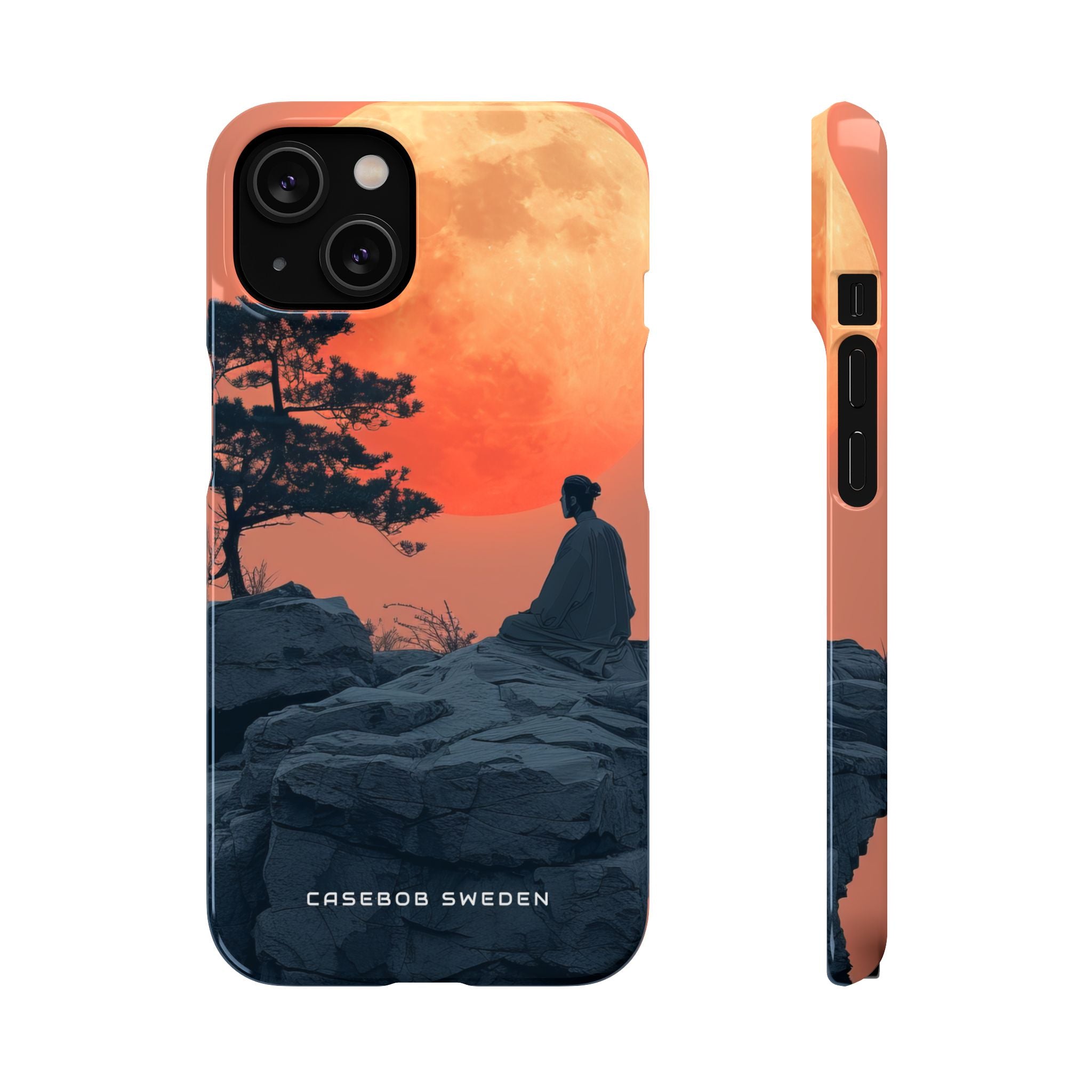 Zen Tranquility Under a Red Moon iPhone 14 - Slim Phone Case