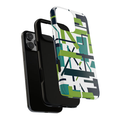 Green Geometry Glide iPhone 16 - Tough Phone Case