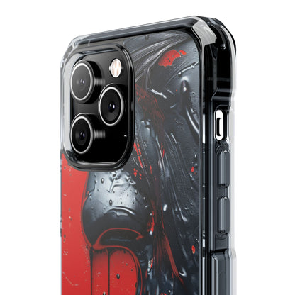 Textured Crimson Bloom iPhone 14 - Clear Impact Phone Case