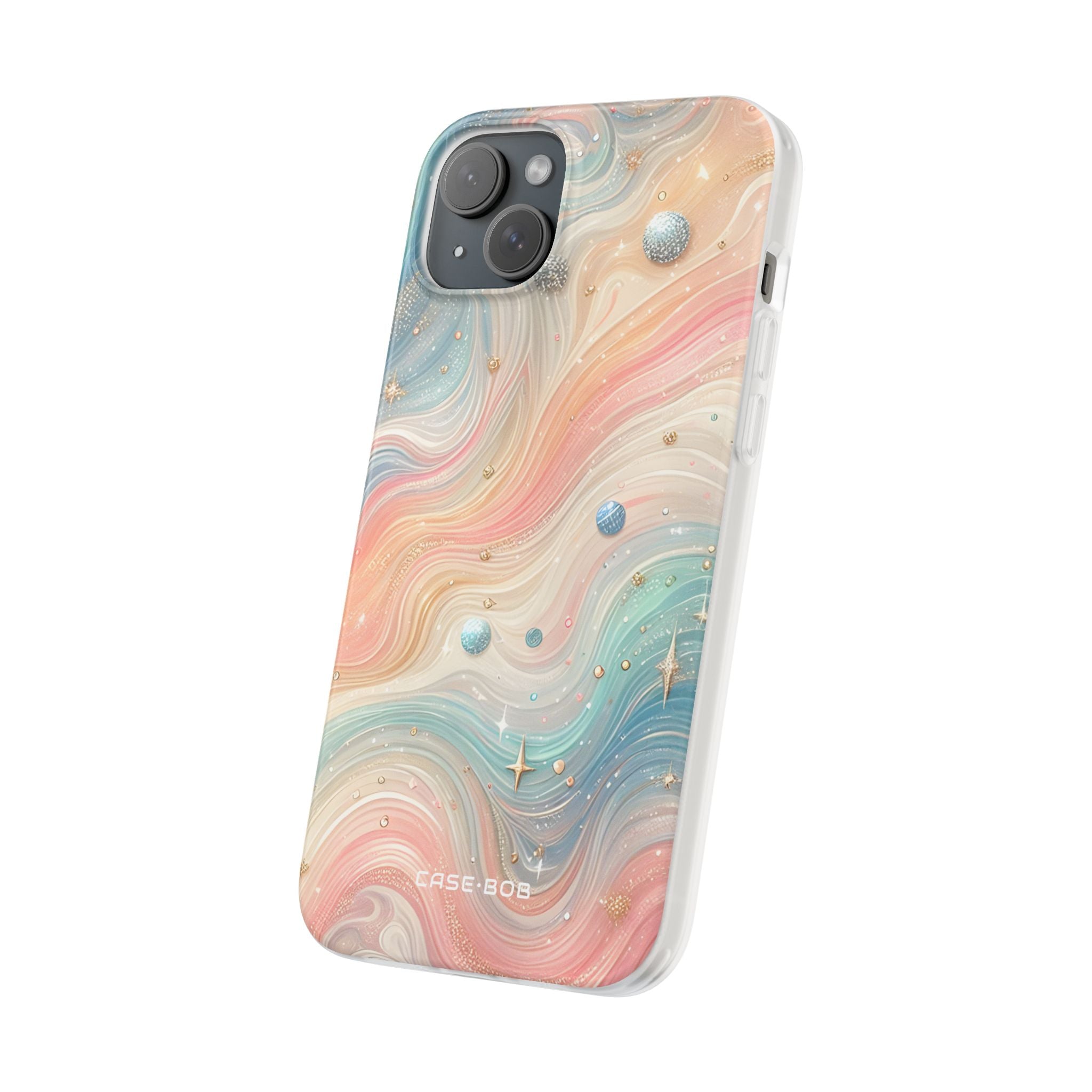Iridescent Swirls iPhone 15 Plus Case - Soft