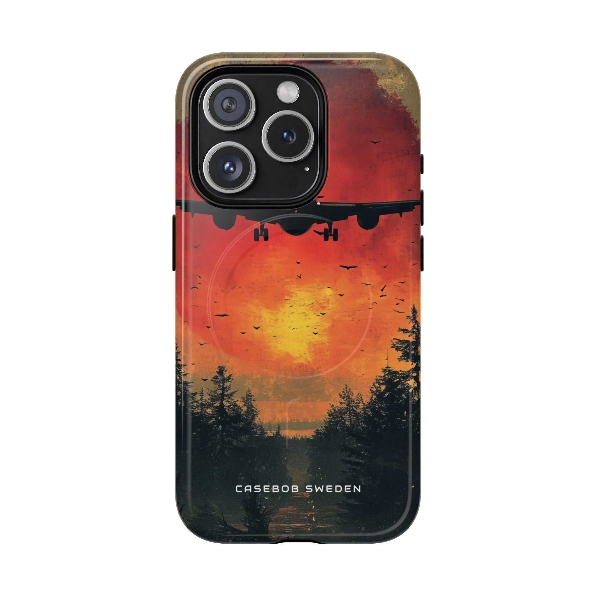 Vintage Sunset Airplane Silhouette iPhone 15 | Tough+ Phone Case