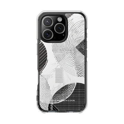 Geometric Monochrome Flow iPhone 16 - Clear Impact Phone Case