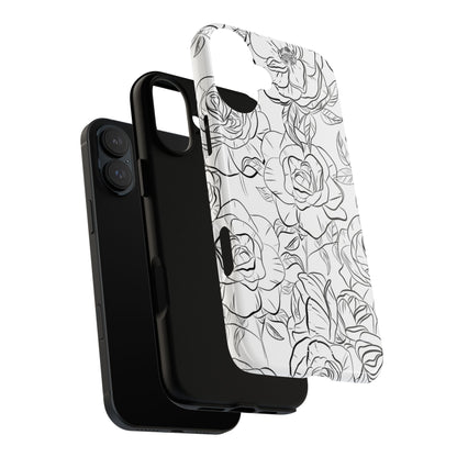 Intricate Rose Sketches - iPhone Case