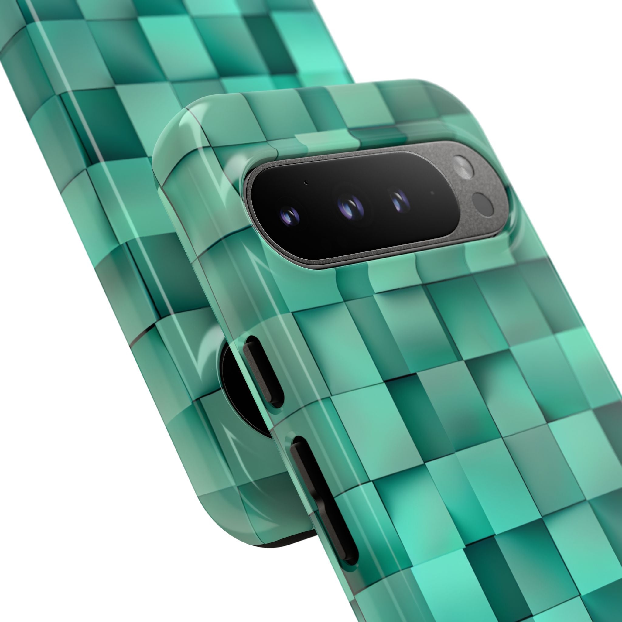 Turquoise Gradient Grid Illusion Google Pixel 9 - Tough Phone Case