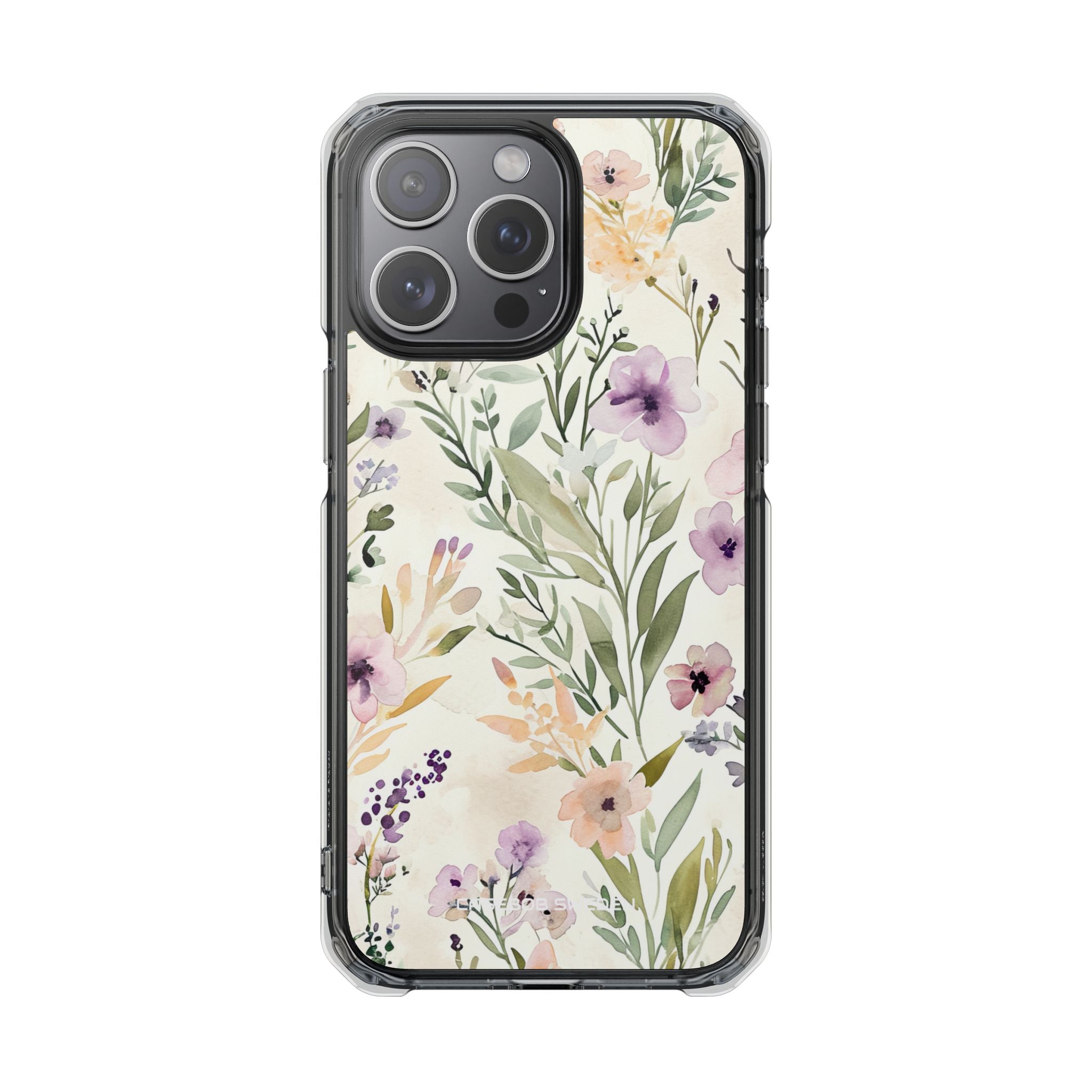 Soft Green Lavender Floral Pattern - Clear Impact iPhone 15 Phone Case