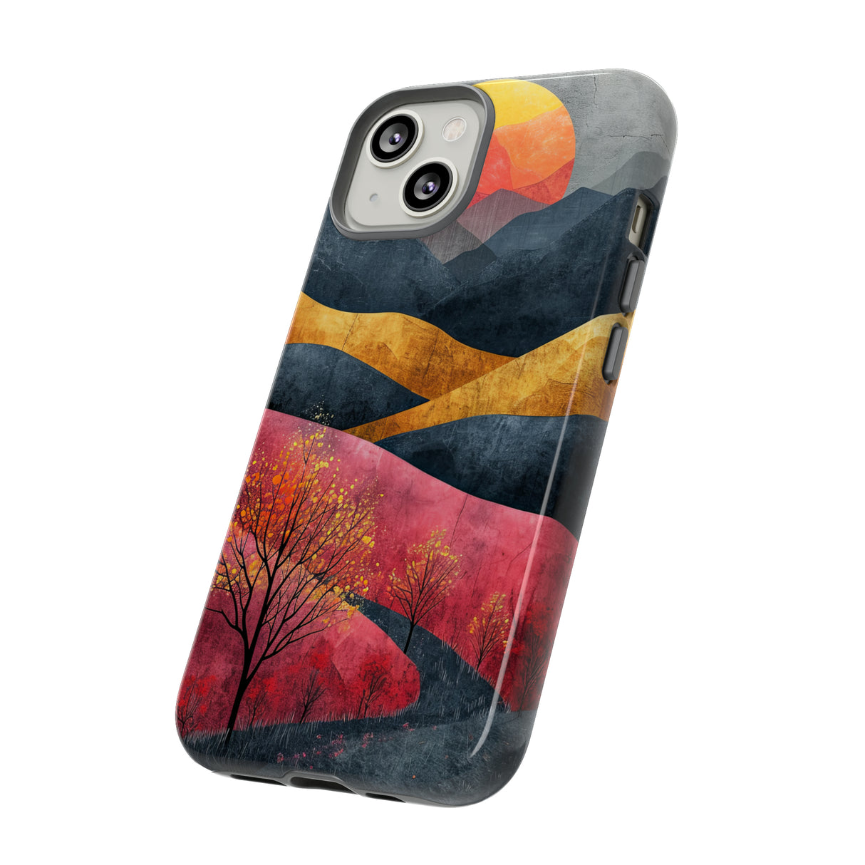 Nature's Geometry: Bright Sunset Mountain - Protective Phone Case