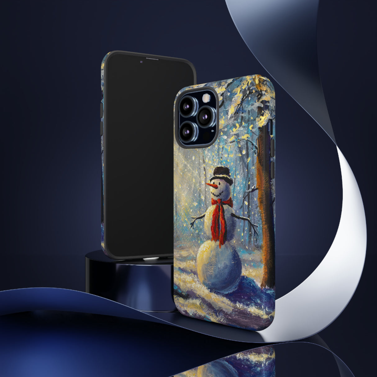 Oil painting - Happy Snowman - Protective Phone Case