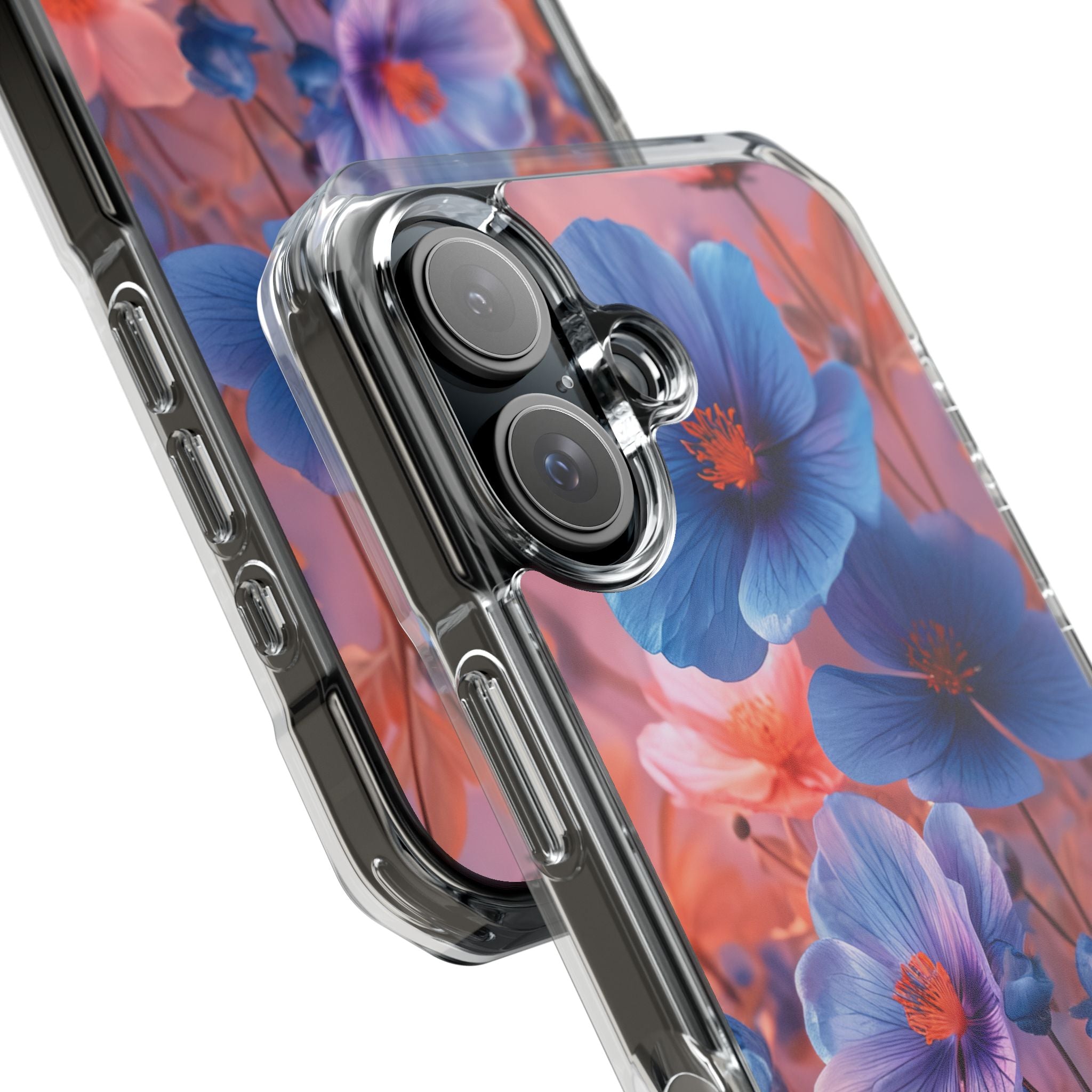 Blue Peach Blossoms - Clear Impact iPhone 16 Phone Case