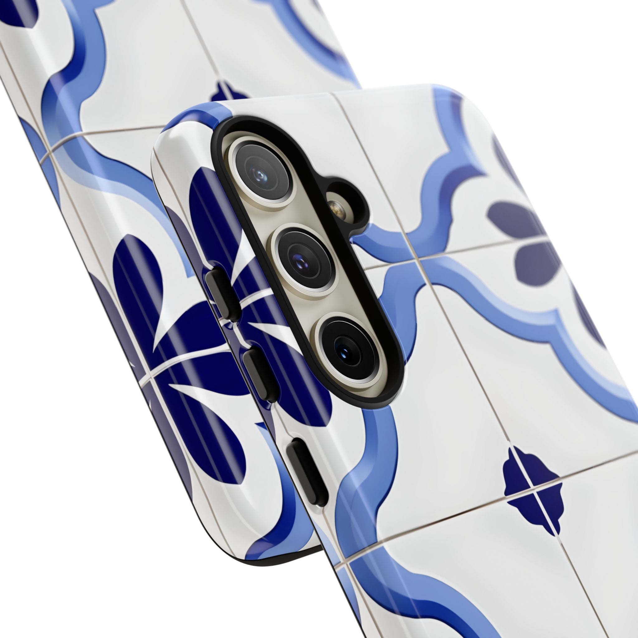 Elegant Blue Floral Geometric Tile Samsung S24 - Tough