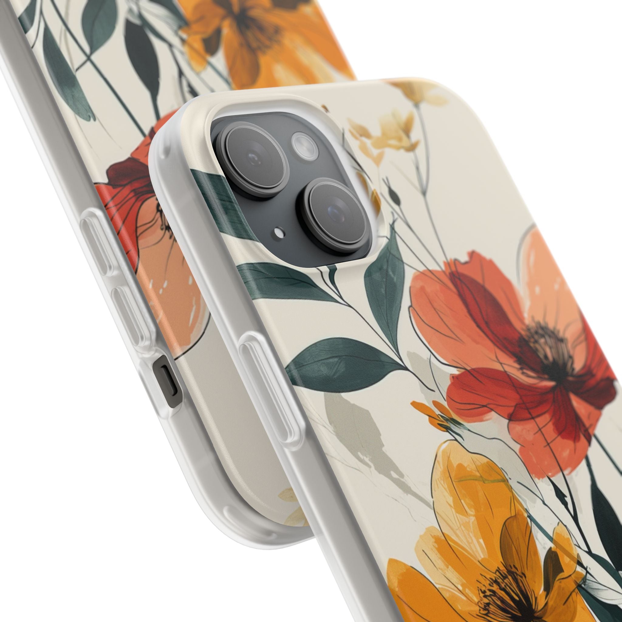 Elegant Floral Harmony iPhone 15 - Flexi Phone Case