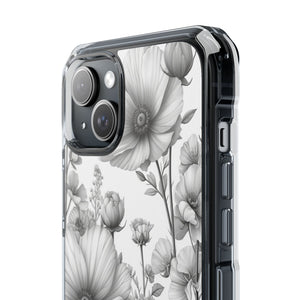 Monochrome Flora - Phone Case for iPhone (Clear Impact - Magnetic)