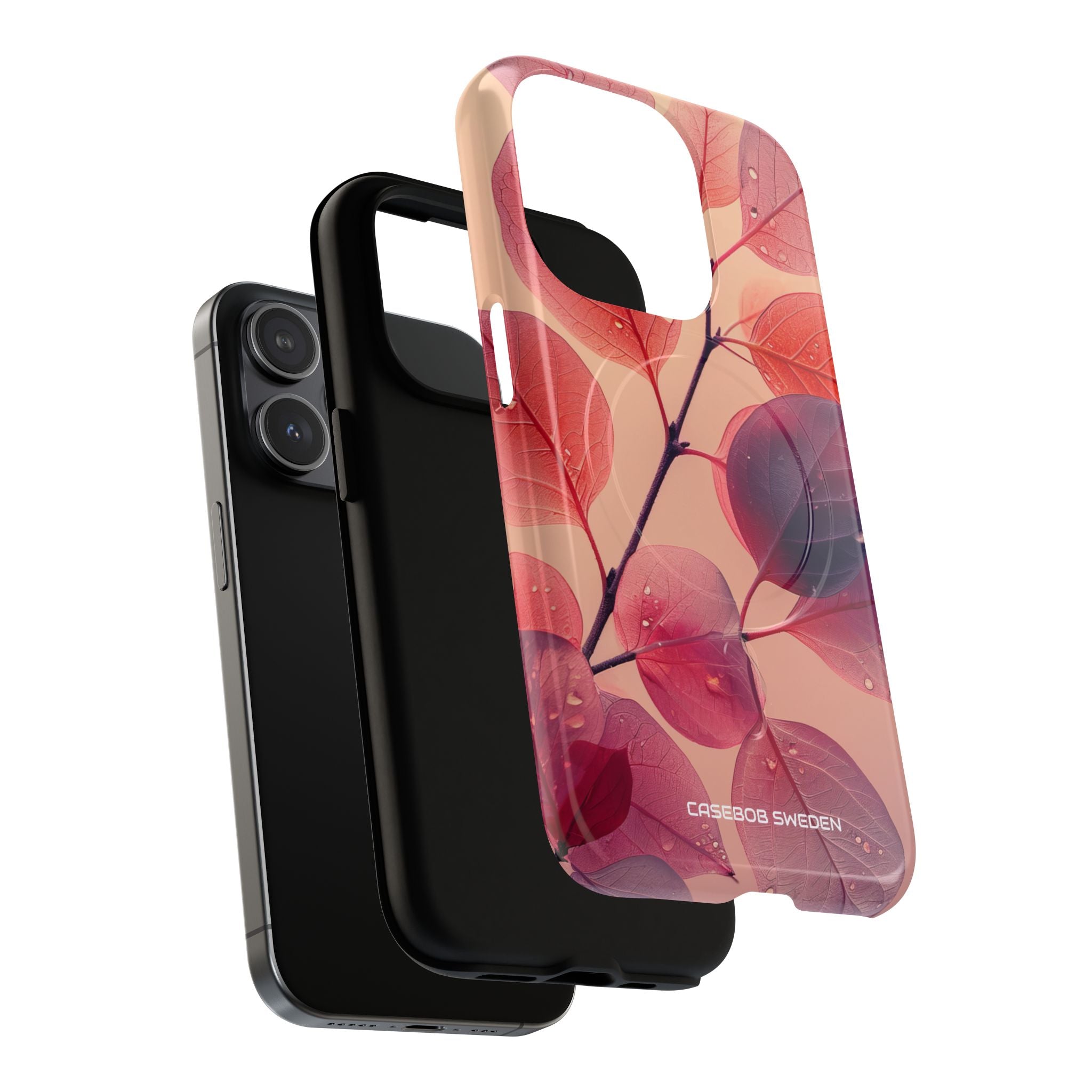 Pink Serenity Leaf Design - Tough + MagSafe® iPhone 15 Phone Case