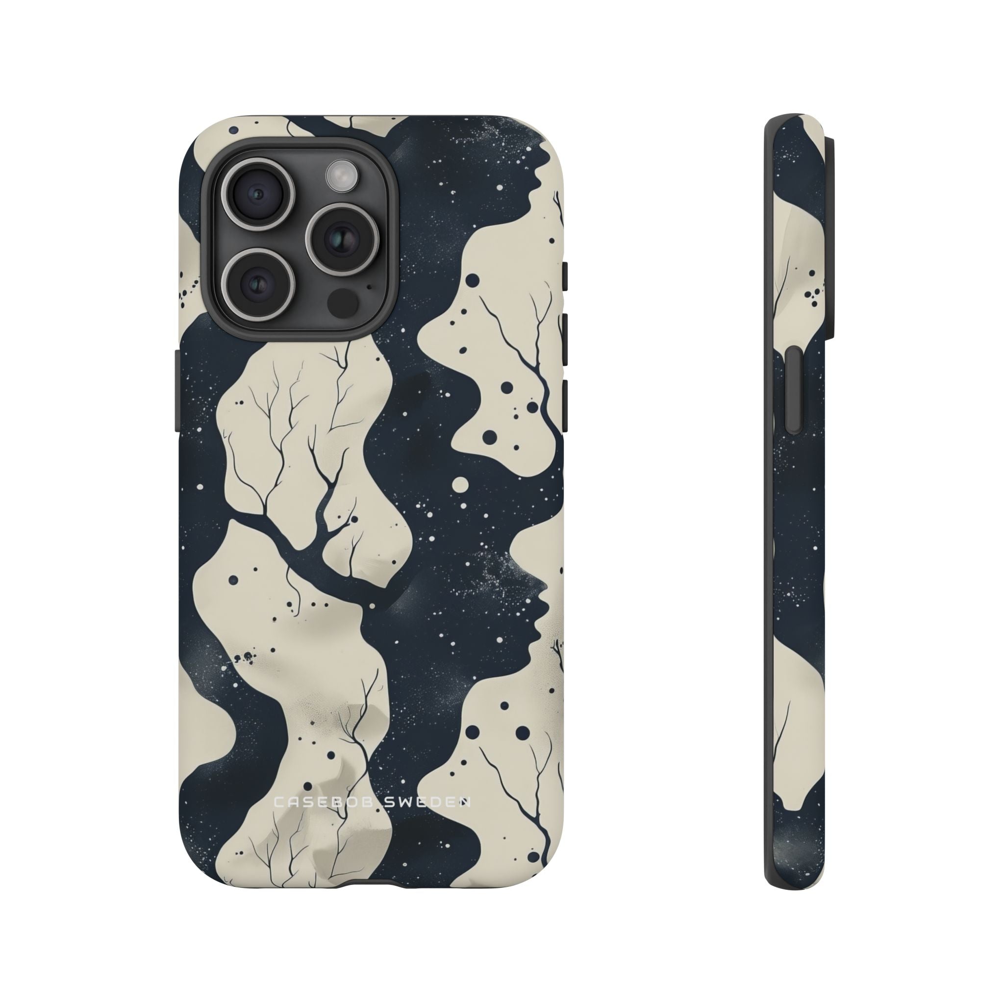 Organic Fluid Silhouettes with Cosmic Depth iPhone 15 - Tough Phone Case