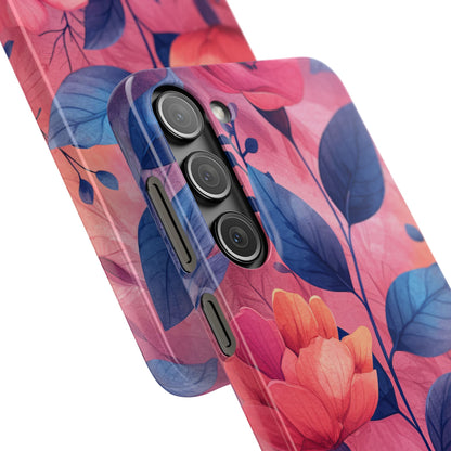 Pink Blue Floral - Slim Samsung S23 Phone Case