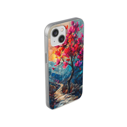 Vibrant Geometric Tree Landscape iPhone 14 - Flexi Phone Case