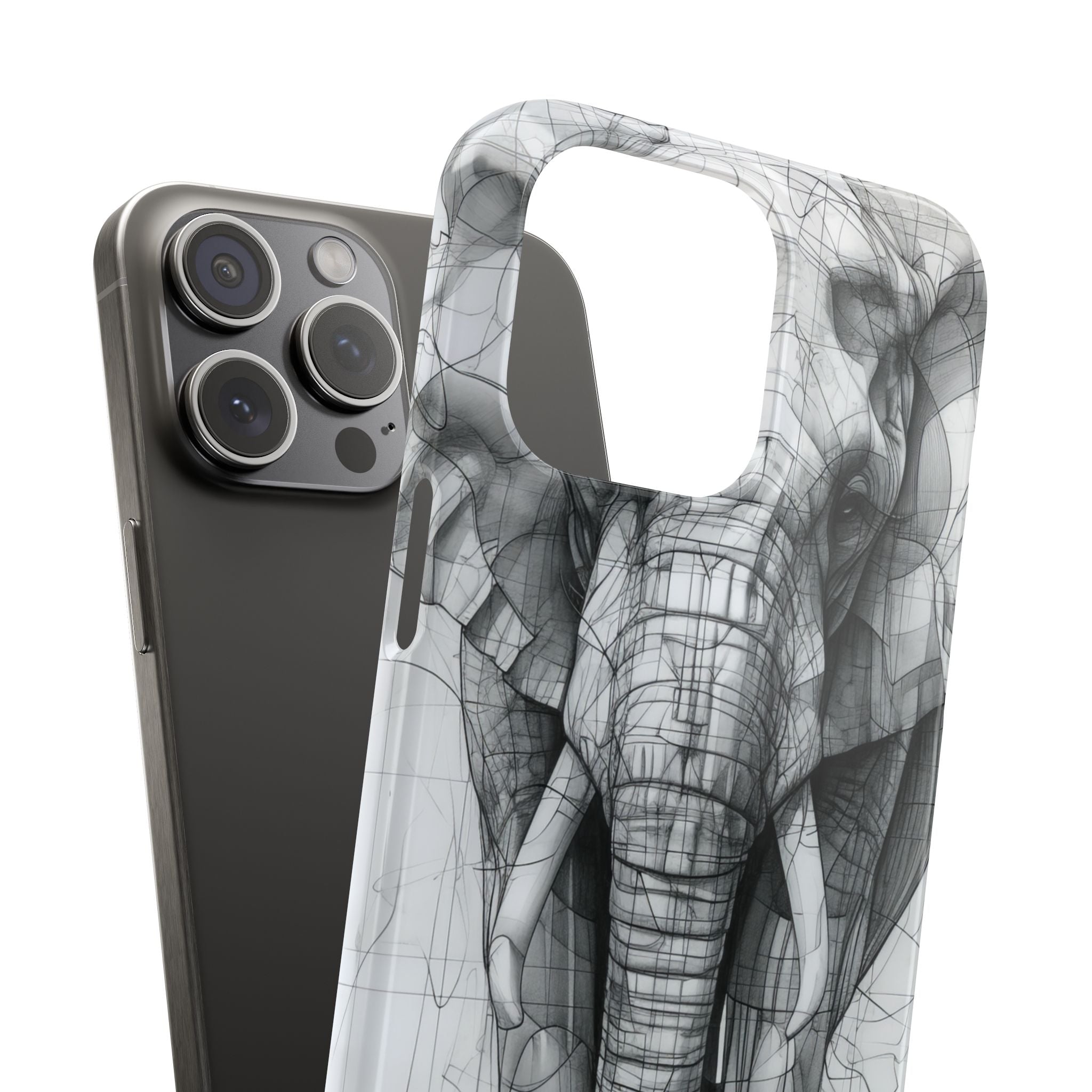 Elephant Line Geometry iPhone 15 - Slim Phone Case