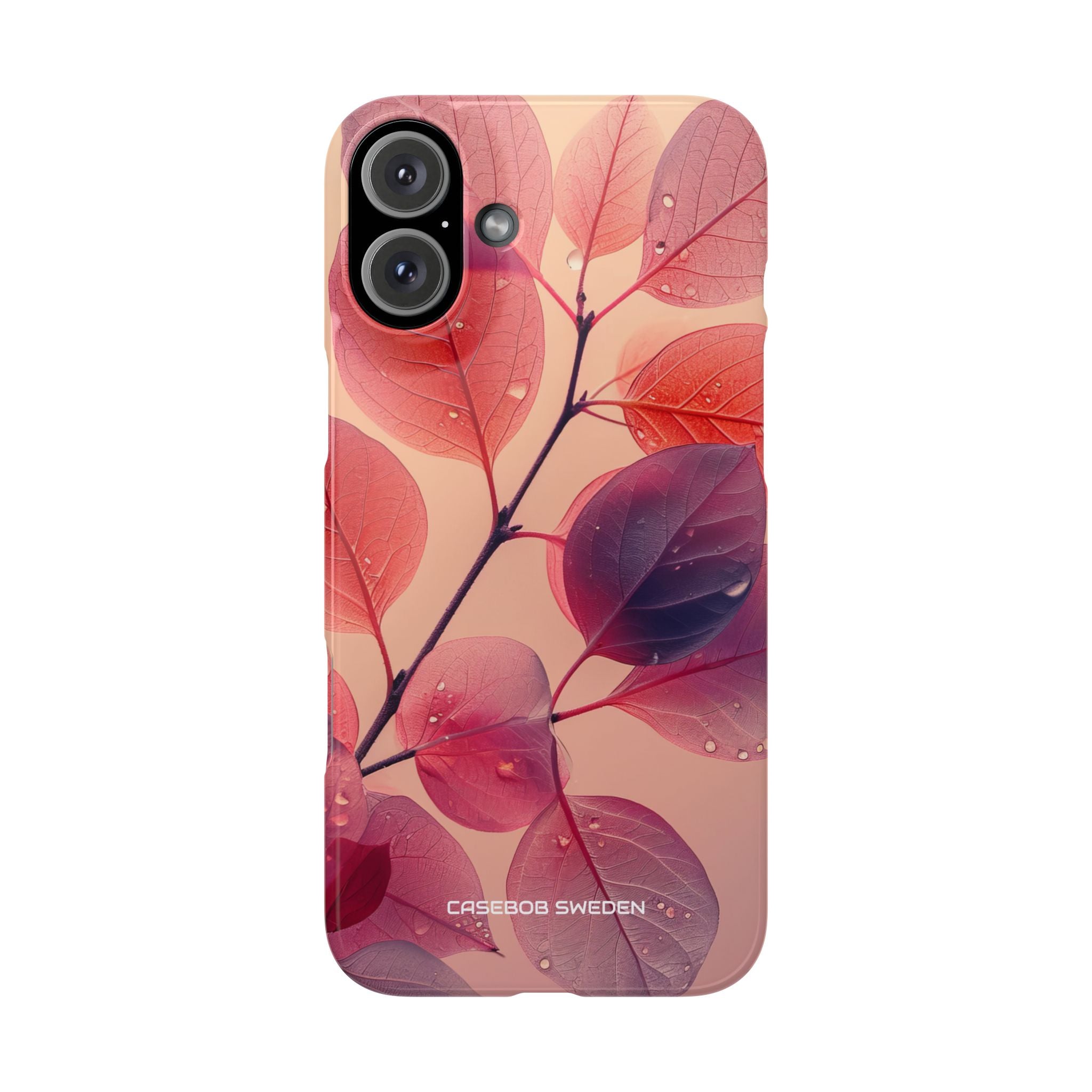 Pink Serenity Leaf Design - Slim iPhone 16 Phone Case