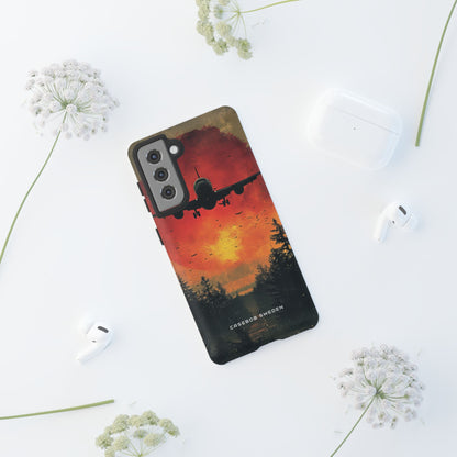 Vintage Sunset Airplane Silhouette  Samsung S21 - Tough Phone Case