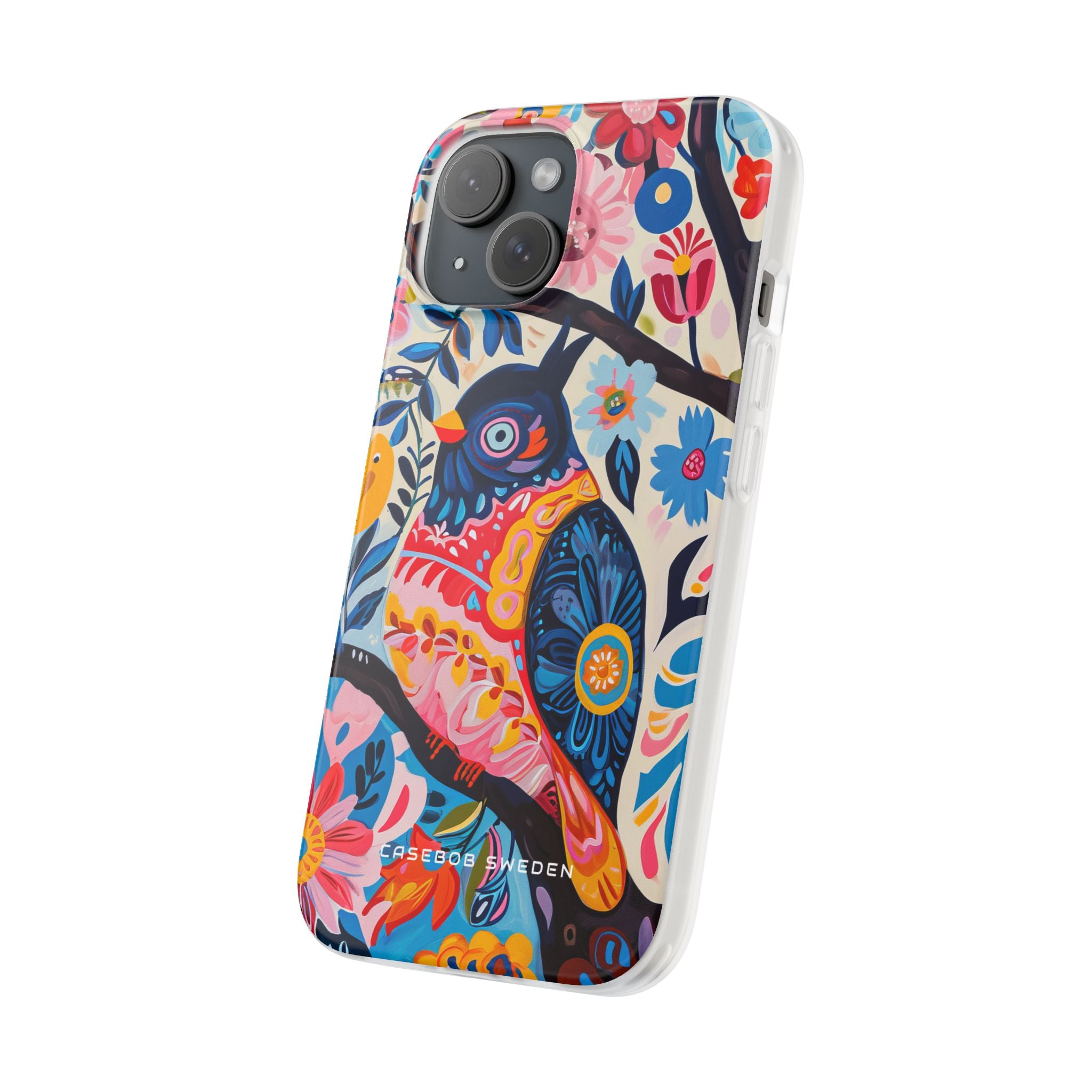 Whimsical Vintage Owl with Floral Charm iPhone 15 - Flexi Phone Case