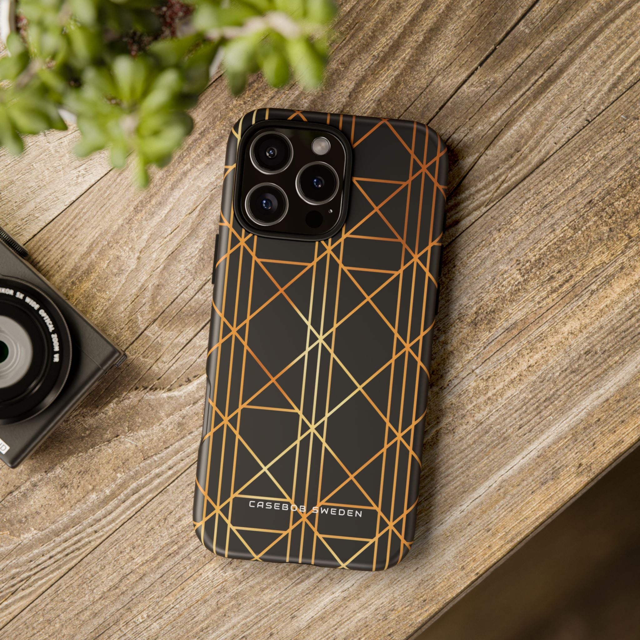 Golden Geometric Elegance iPhone 16 - Tough Phone Case