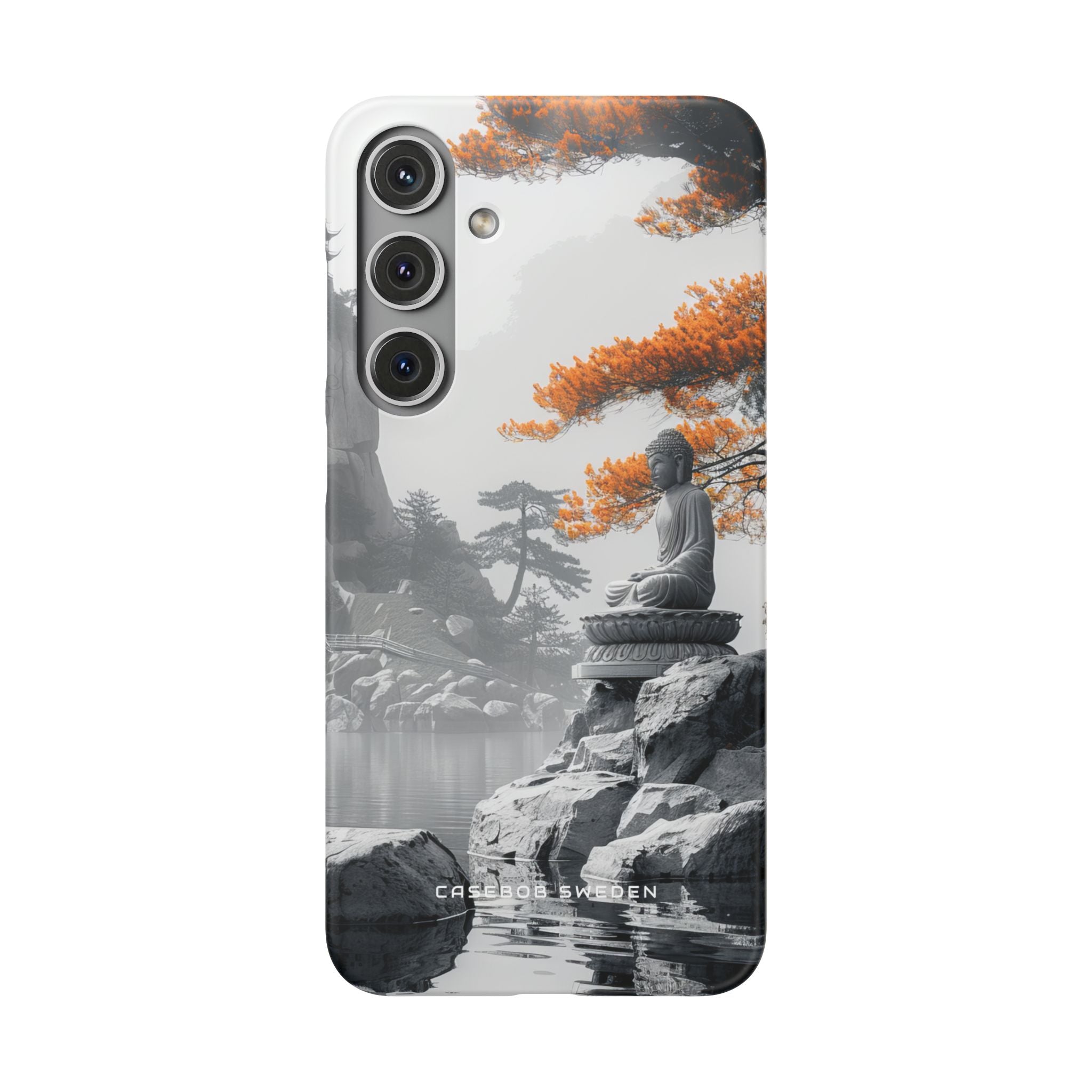 Zen Serenity: Tranquil Landscape with Buddha and Pagoda Samsung S24 - Slim Phone Case