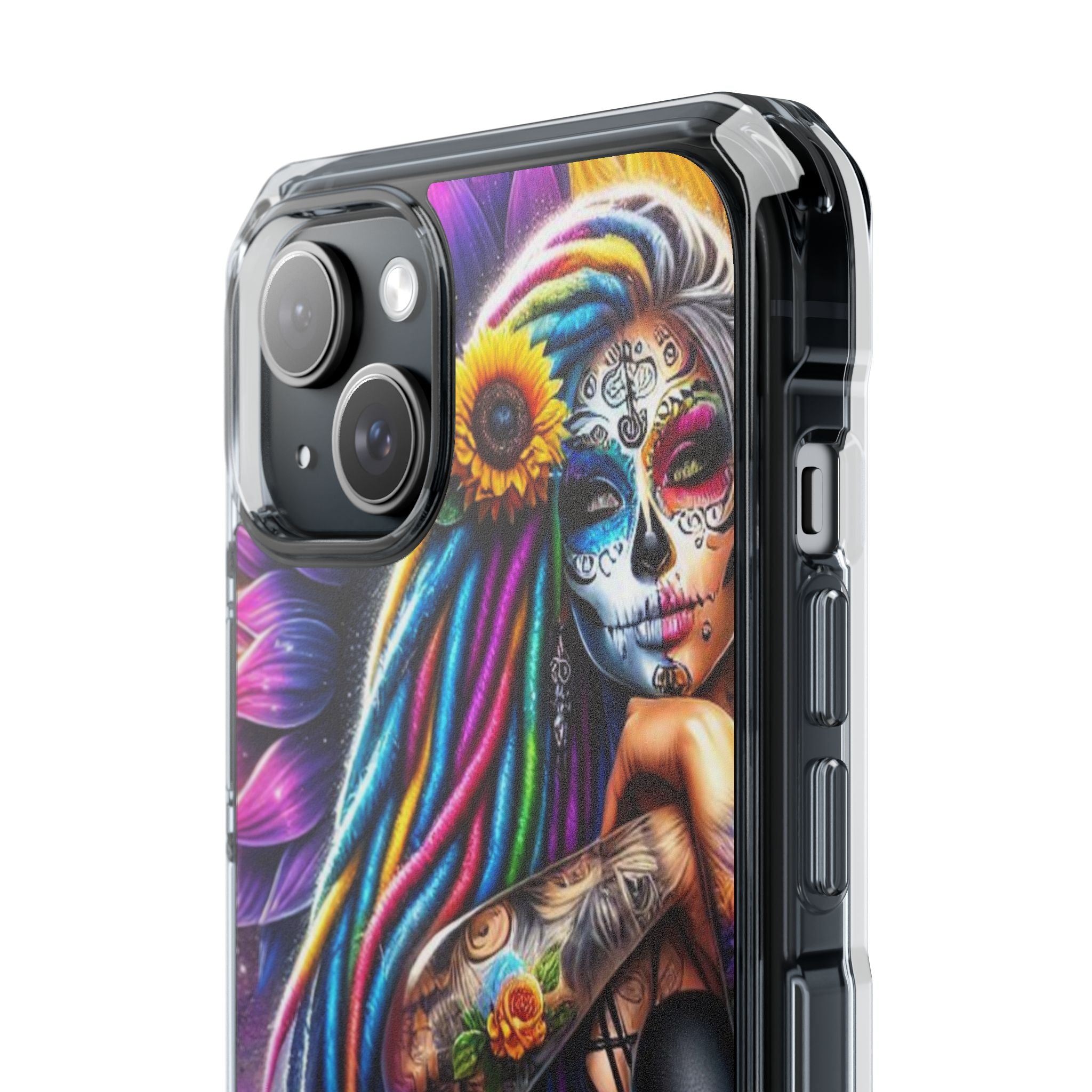 Sunflower Skull Glow iPhone 15 Plus Case - Impact