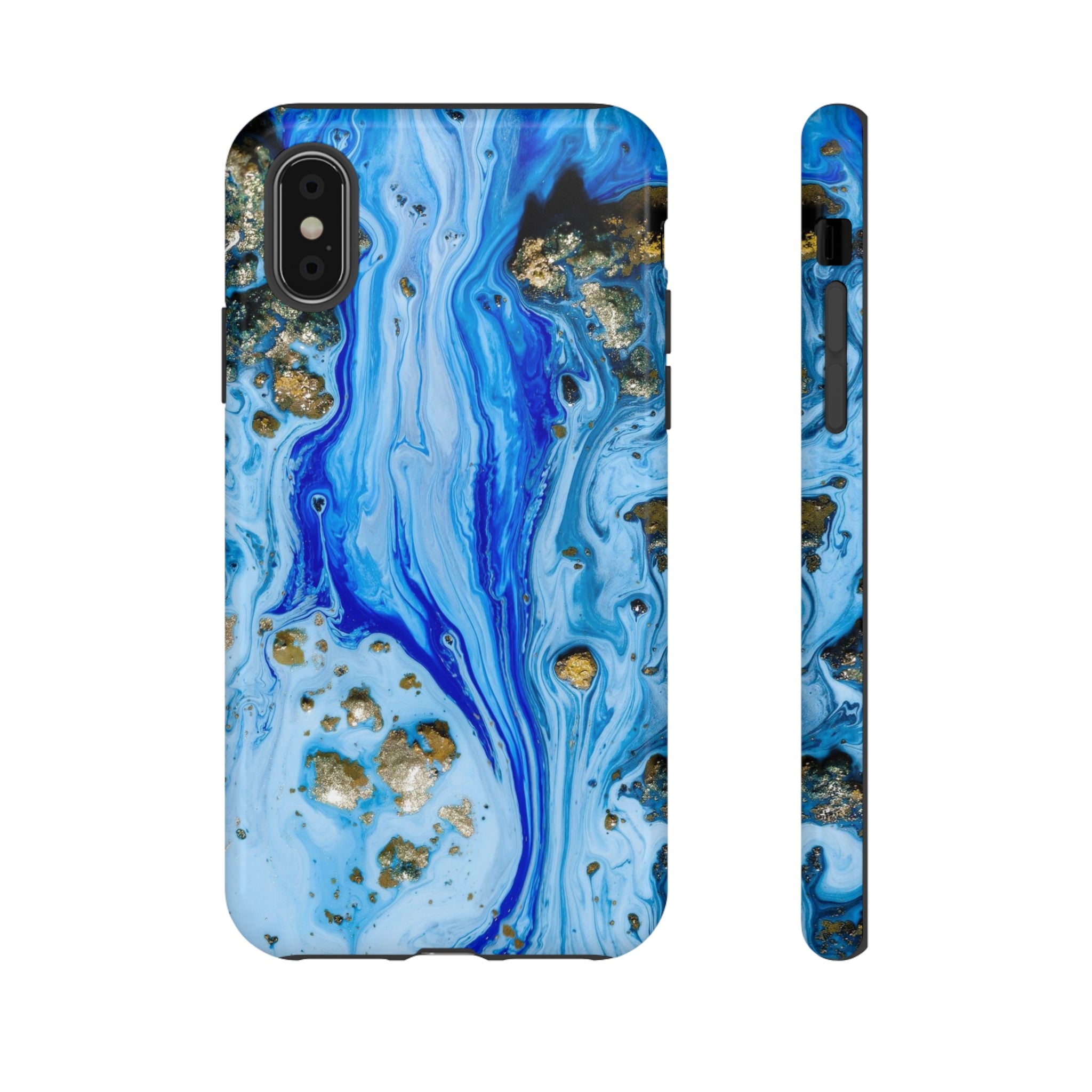 Blue Ice Ink Art iPhone Case (Protective) iPhone X Glossy Phone Case