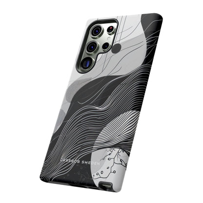 Fluid Rhythms: Monochrome Line Flow Samsung S23 - Tough Phone Case