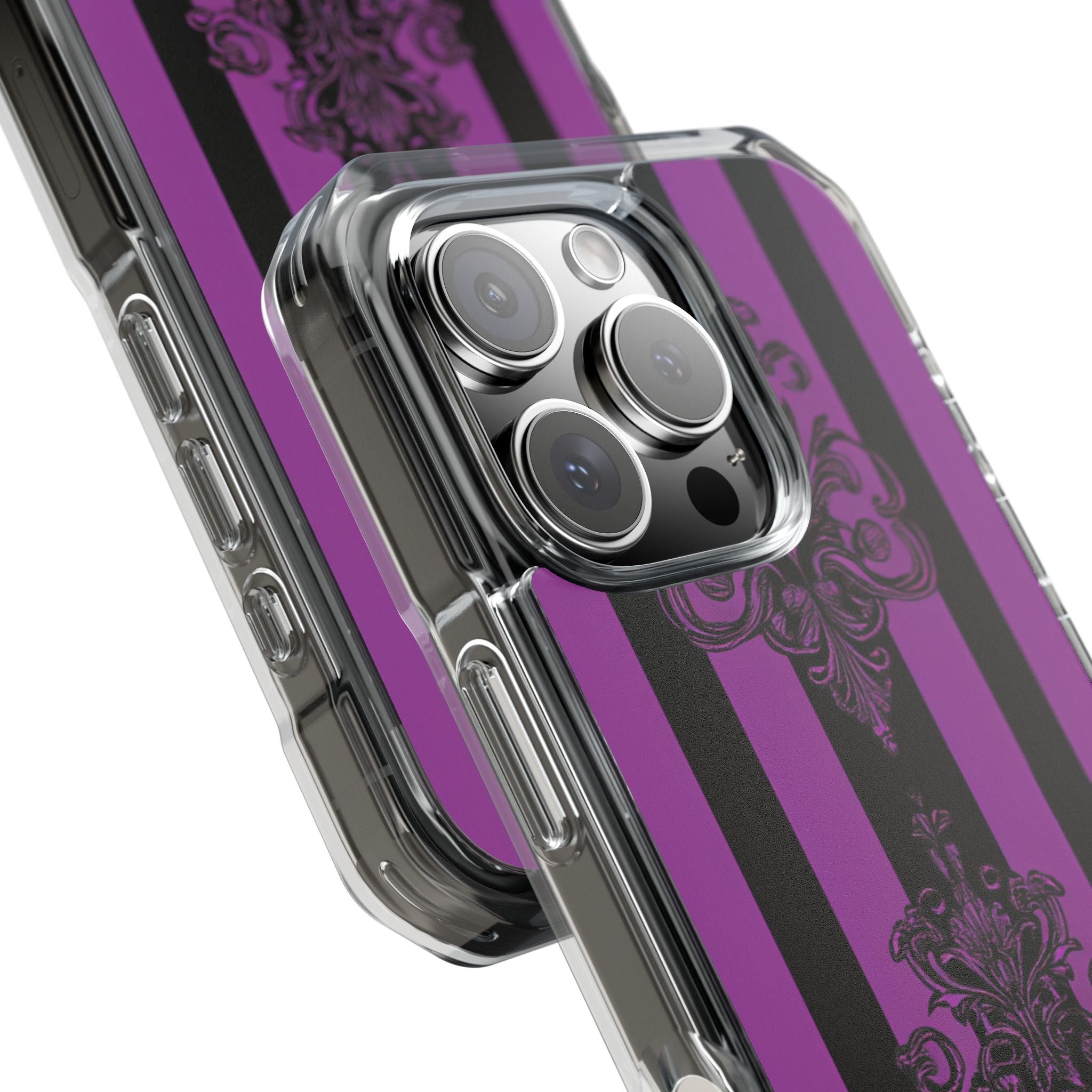 Gothic Elegance with Vertical Stripes and Ornamental Motifs iPhone 16 - Clear Impact Phone Case